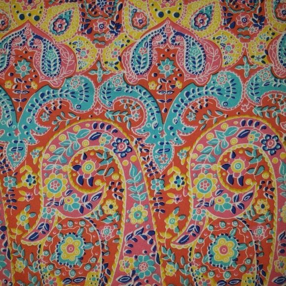 Talbots Tee Sz Med Orange Paisley Pattern - Picture 2 of 3